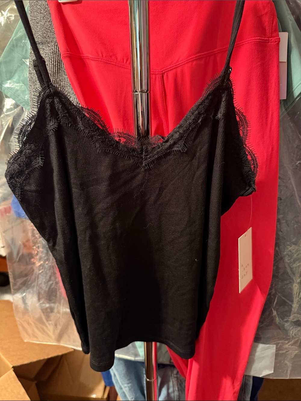 a new day Black and Red Lace-Trim Dress (M)